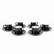 Black Cup & Saucer 6Pc Set