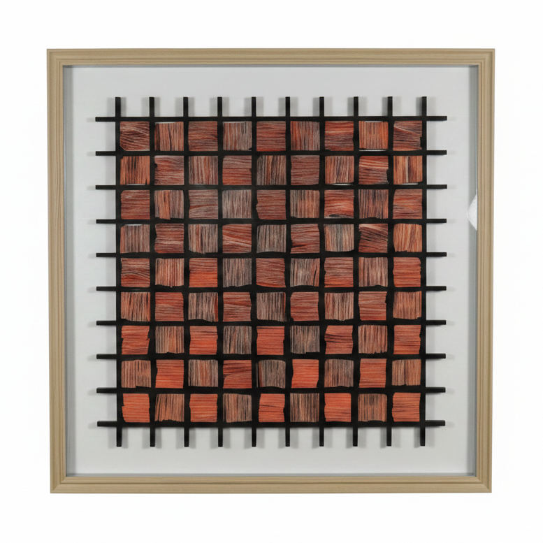 Rust Grid Framed Art