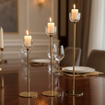 Load image into Gallery viewer, Glass Top Taper Candle Holder 3Pc Set
