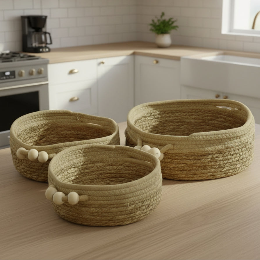 Natural Storage Basket With Handles