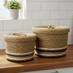 Load image into Gallery viewer, Natural Storage Basket With Lid
