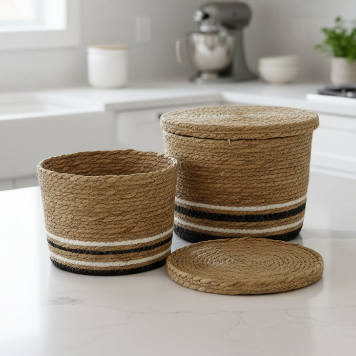 Natural Storage Basket With Lid