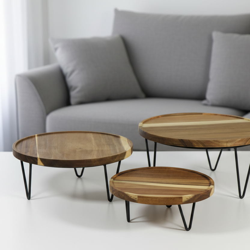 Wood Top Cake Stand