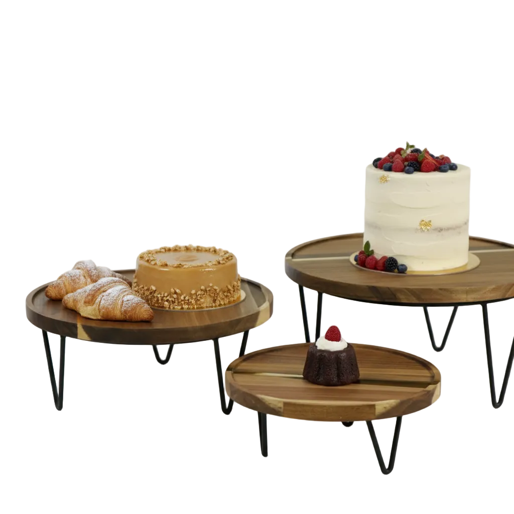 Wood Top Cake Stand
