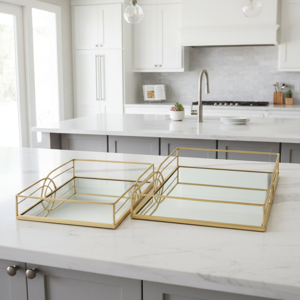 Gold Design Mirror Tray