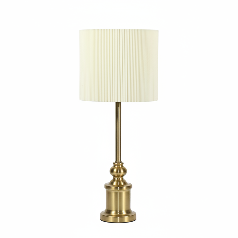 Gold Tall Lamp With White Shade