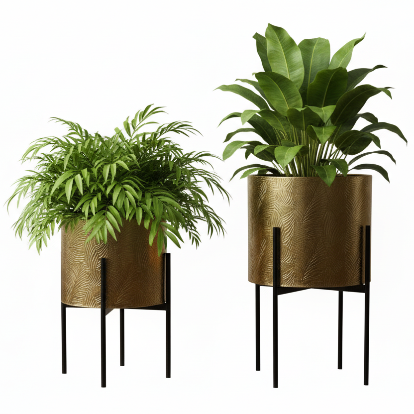 Gold Design Planter With Stand