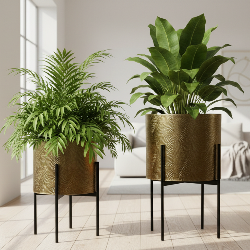 Gold Design Planter With Stand