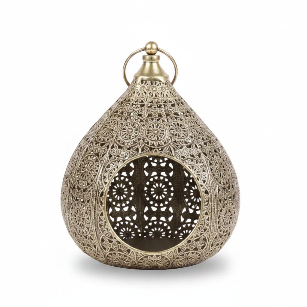 Cage Design Gold Candle Holder