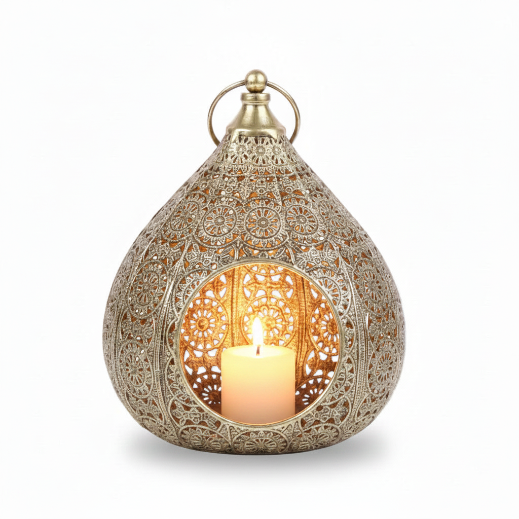 Cage Design Gold Candle Holder