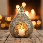 Load image into Gallery viewer, Cage Design Gold Candle Holder
