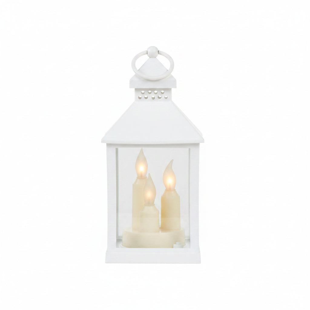 White Lantern With 4 Candles