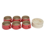 Load image into Gallery viewer, Red Cup &amp; Bamboo Saucer 6Pc Pack
