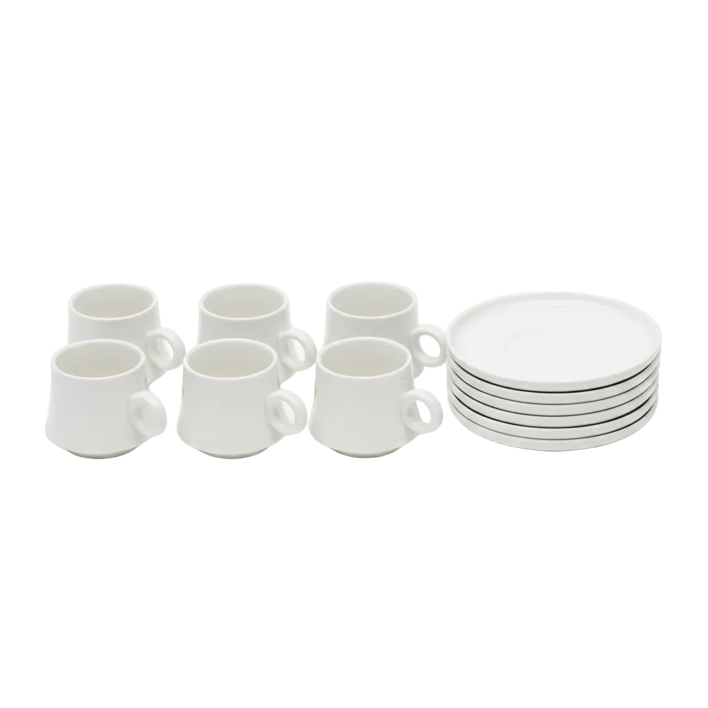 White Cup & Saucer 6Pc Set