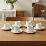 Load image into Gallery viewer, White Mini Cup &amp; Saucer 6Pc
