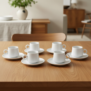 White Cup & Saucer 6Pc Set