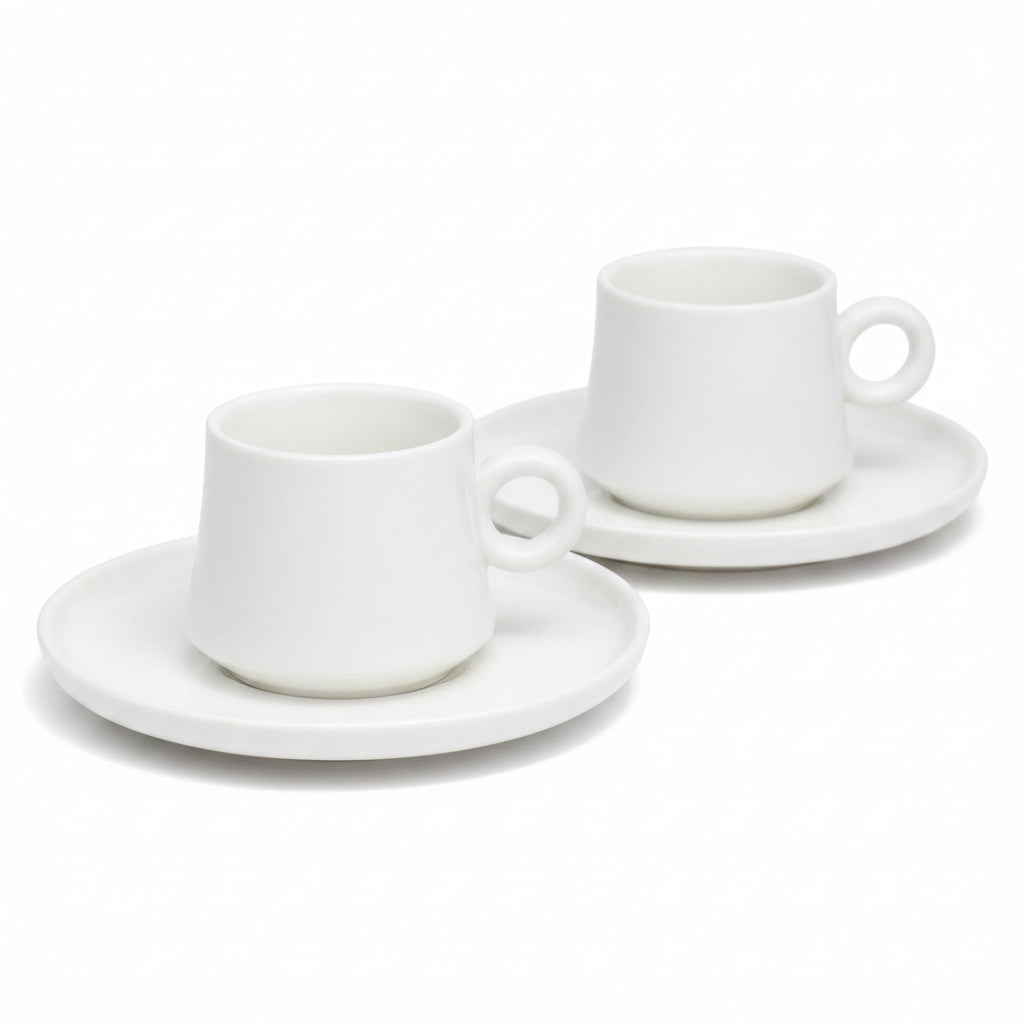 White Mini Cup & Saucer 6Pc
