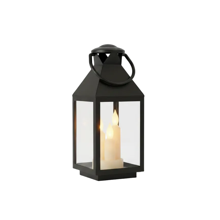 Black Lantern With 4 Candles