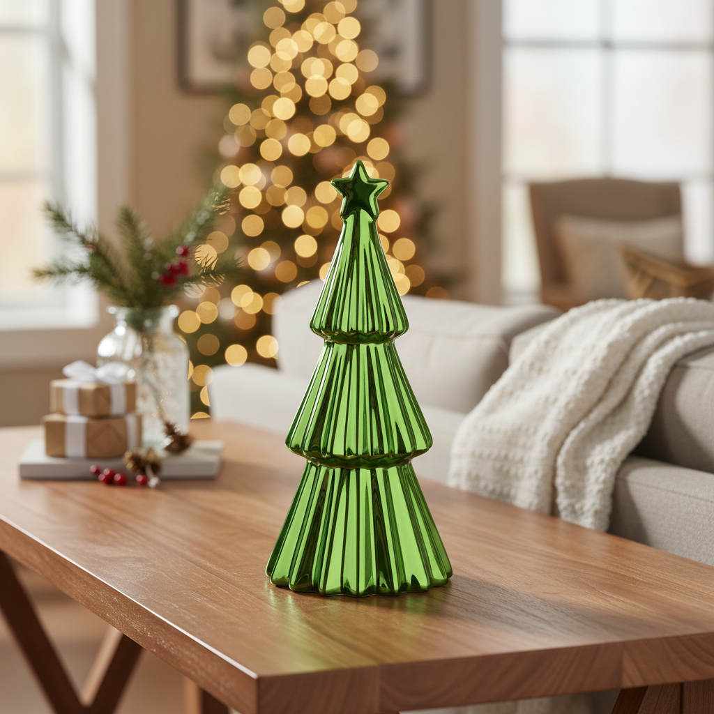 Metallic Green Tree Ornament