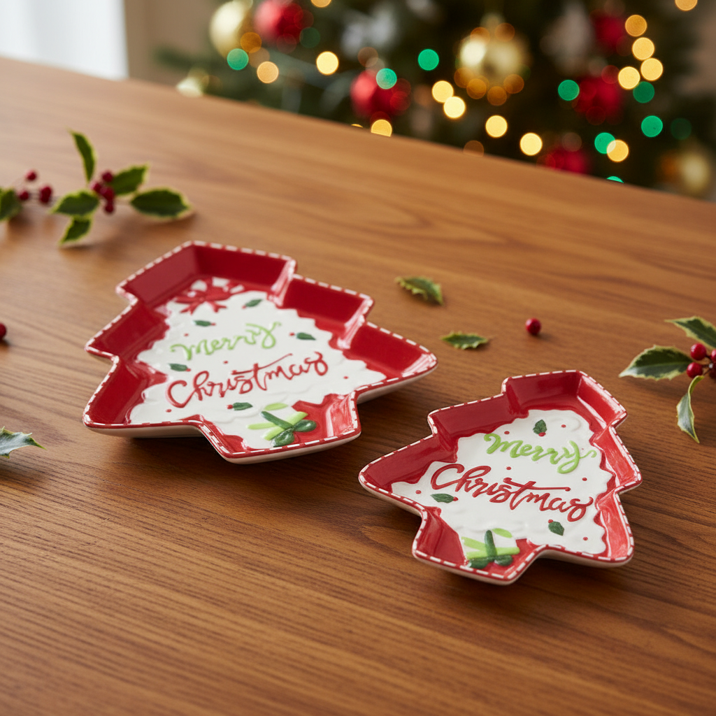 Merry Christmas Tree Platter