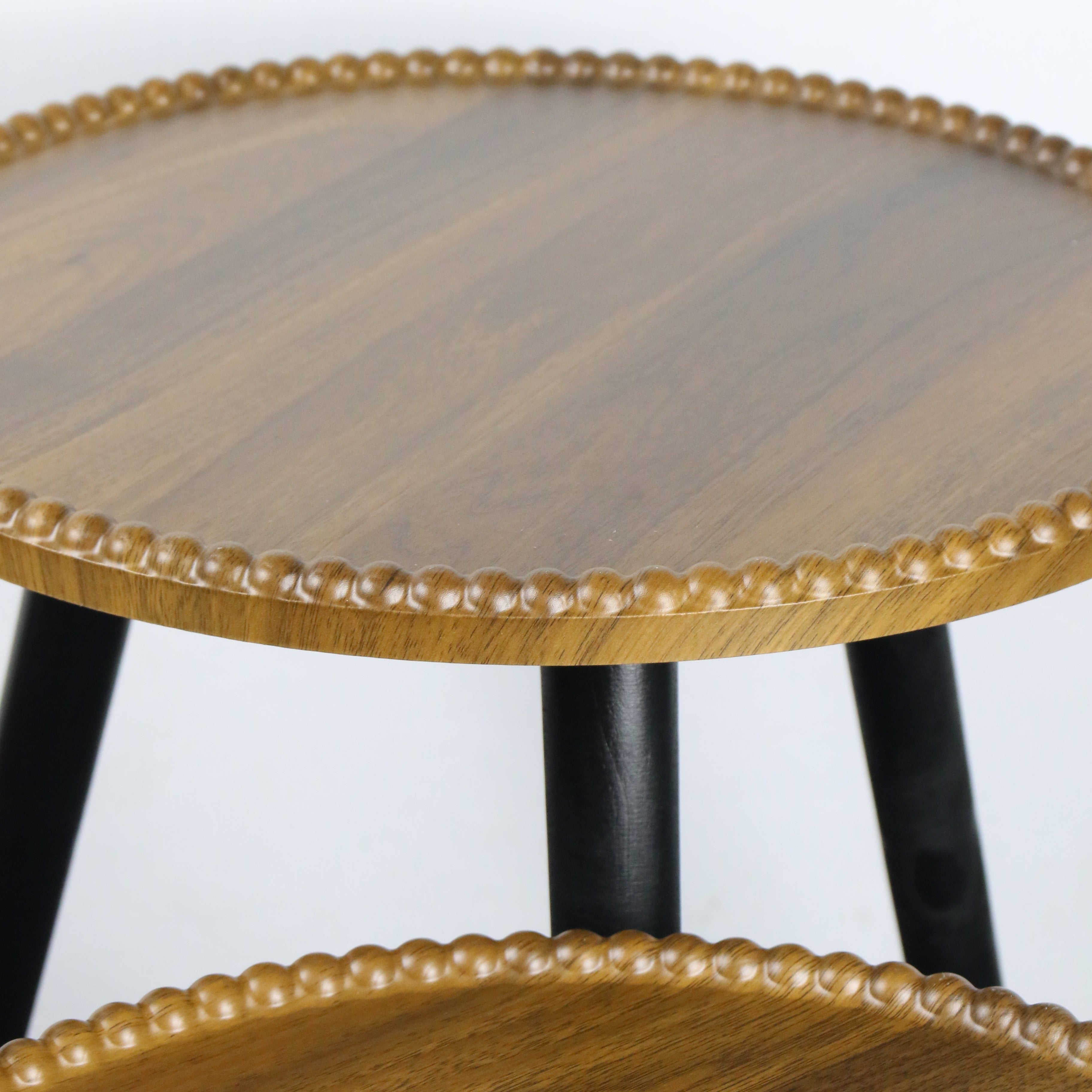 Beaded-Rim Wood-Top Accent Table