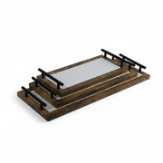 White & Brown Rectangle Tray