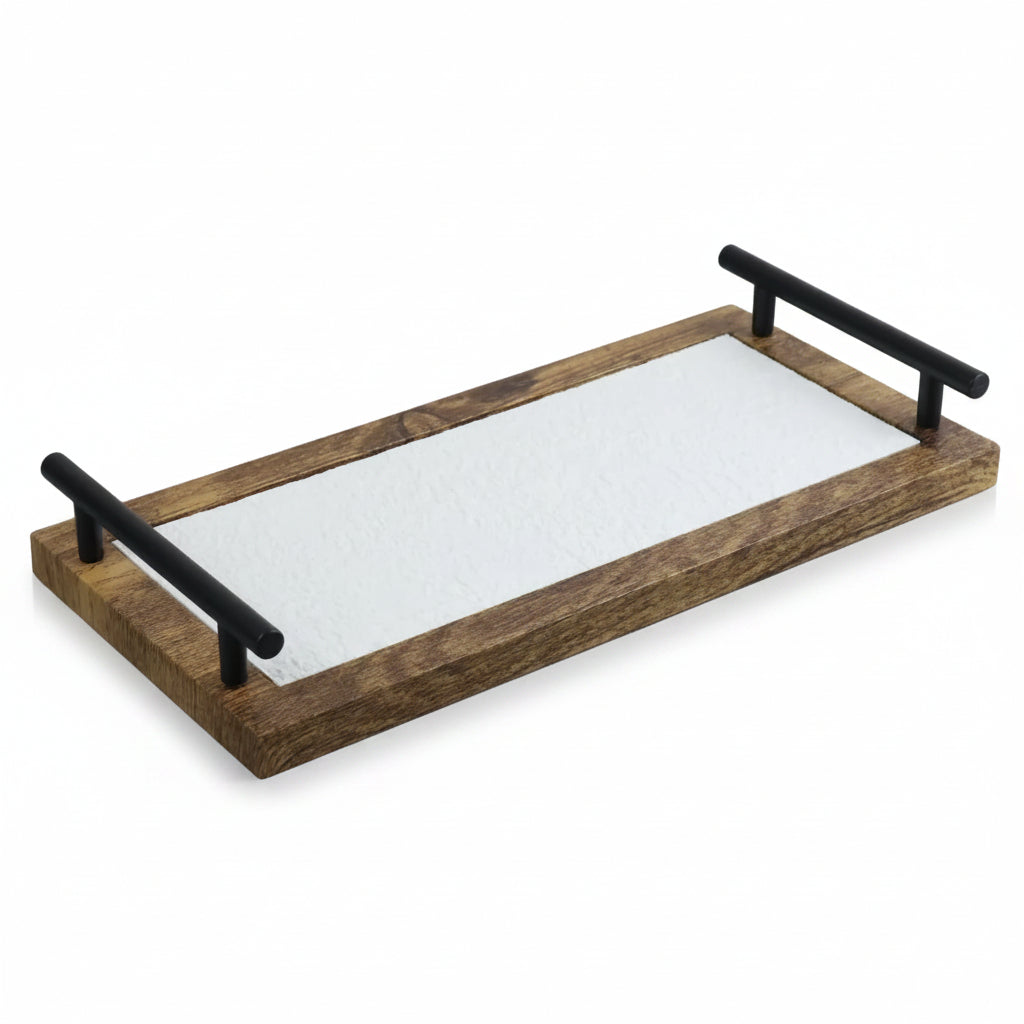 White & Brown Rectangle Tray