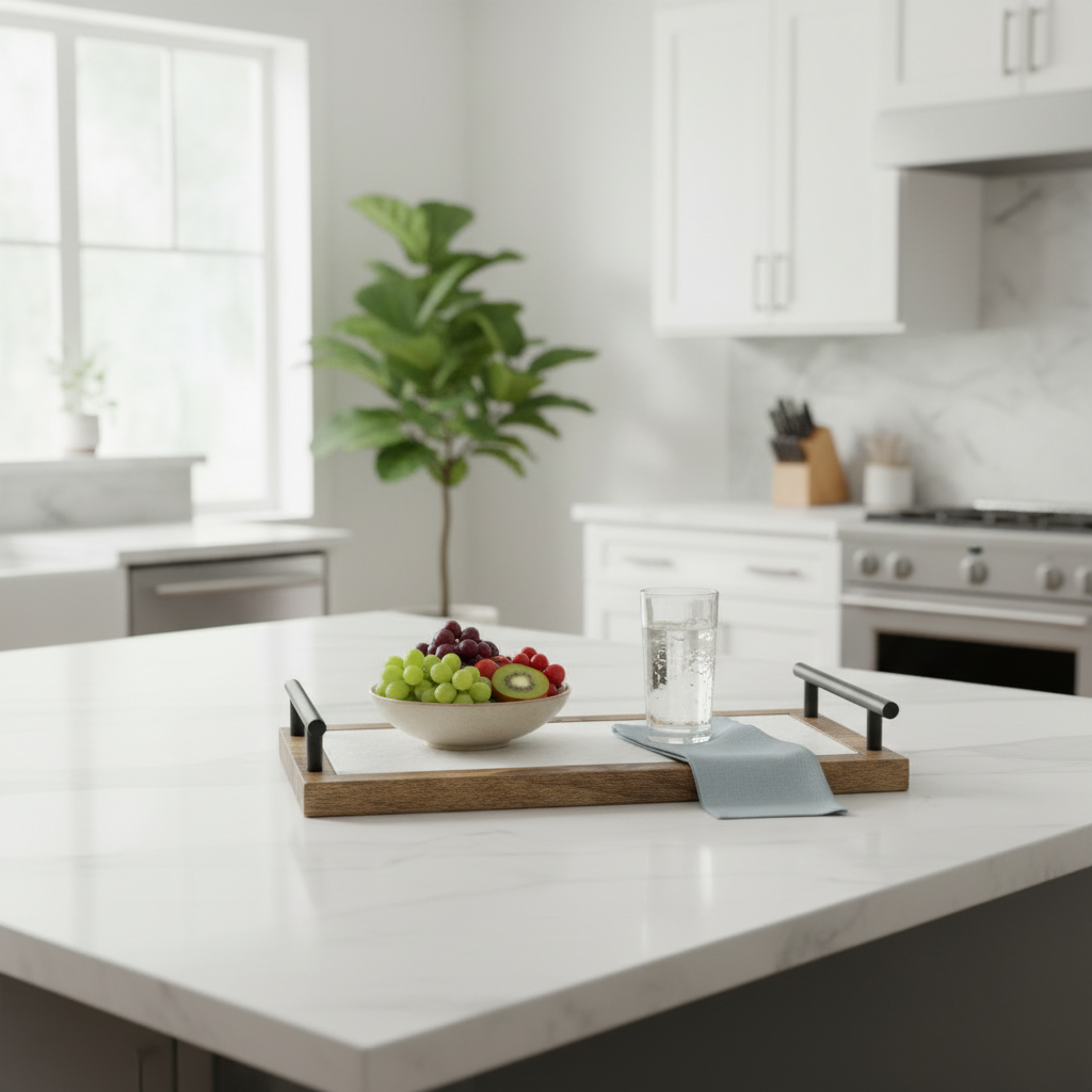 White & Brown Rectangle Tray
