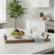 White & Brown Rectangle Tray