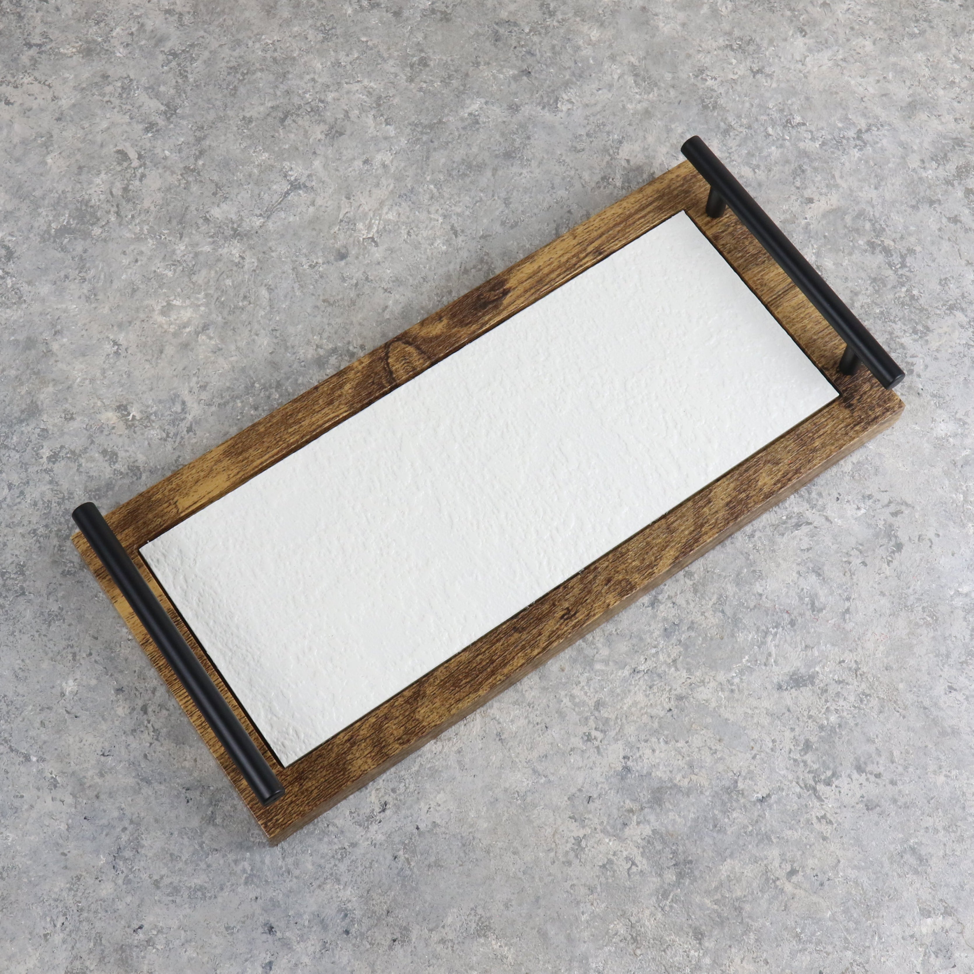 White & Brown Rectangle Tray