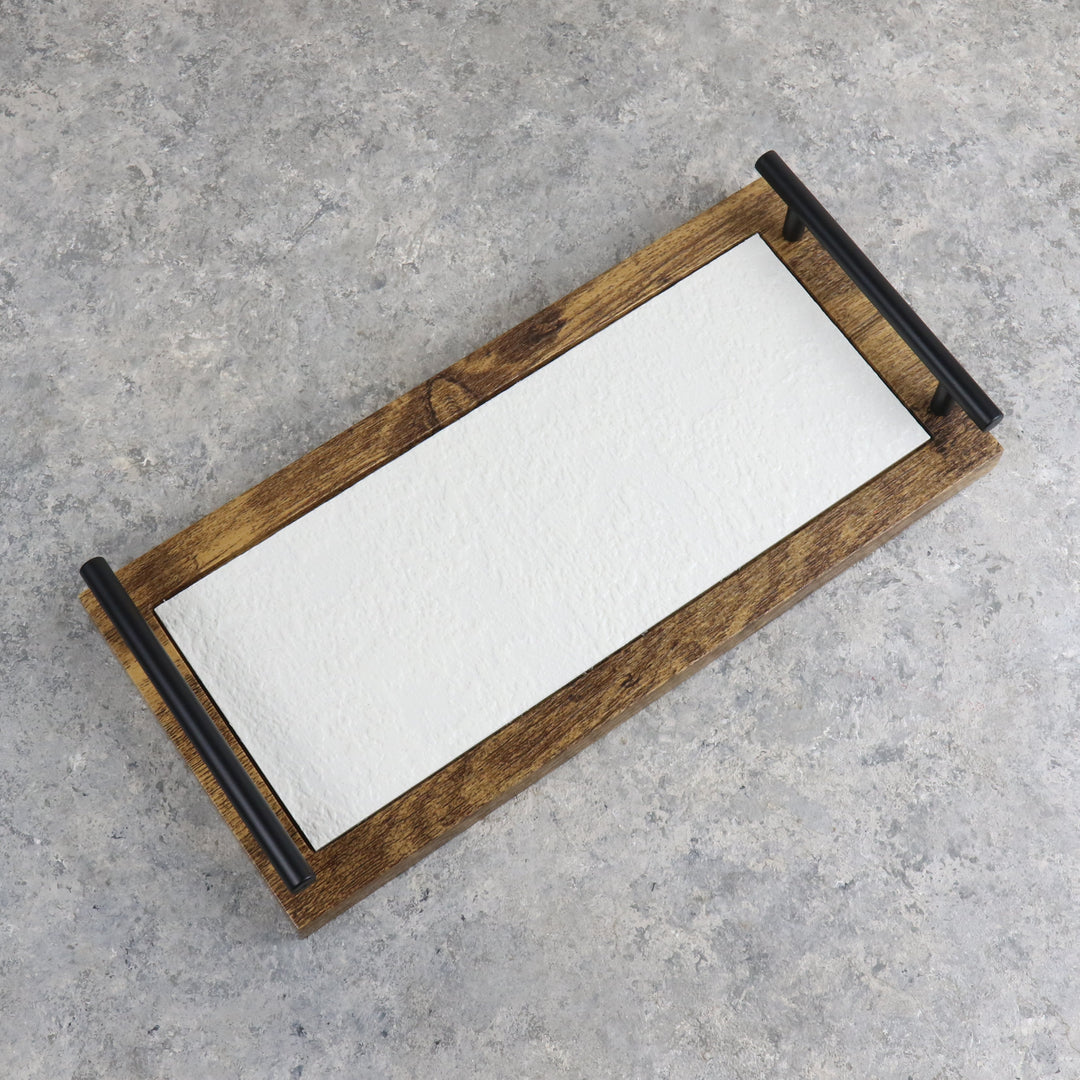 White & Brown Rectangle Tray