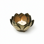 Load image into Gallery viewer, Antique Gold Lotus Candle Holder
