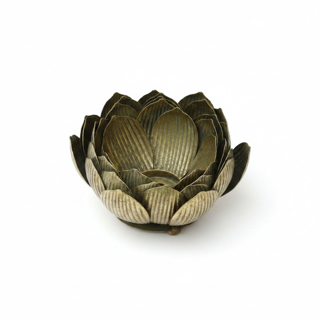 Antique Gold Lotus Candle Holder
