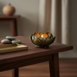 Load image into Gallery viewer, Antique Gold Lotus Candle Holder
