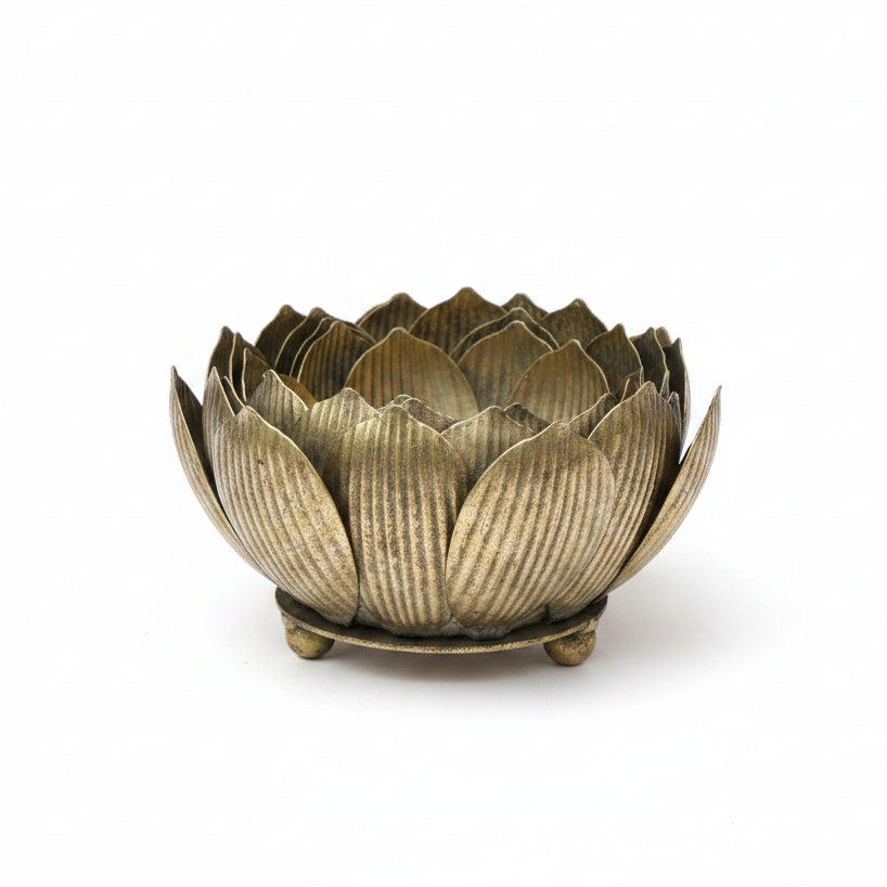 Antique Gold Lotus Candle Holder