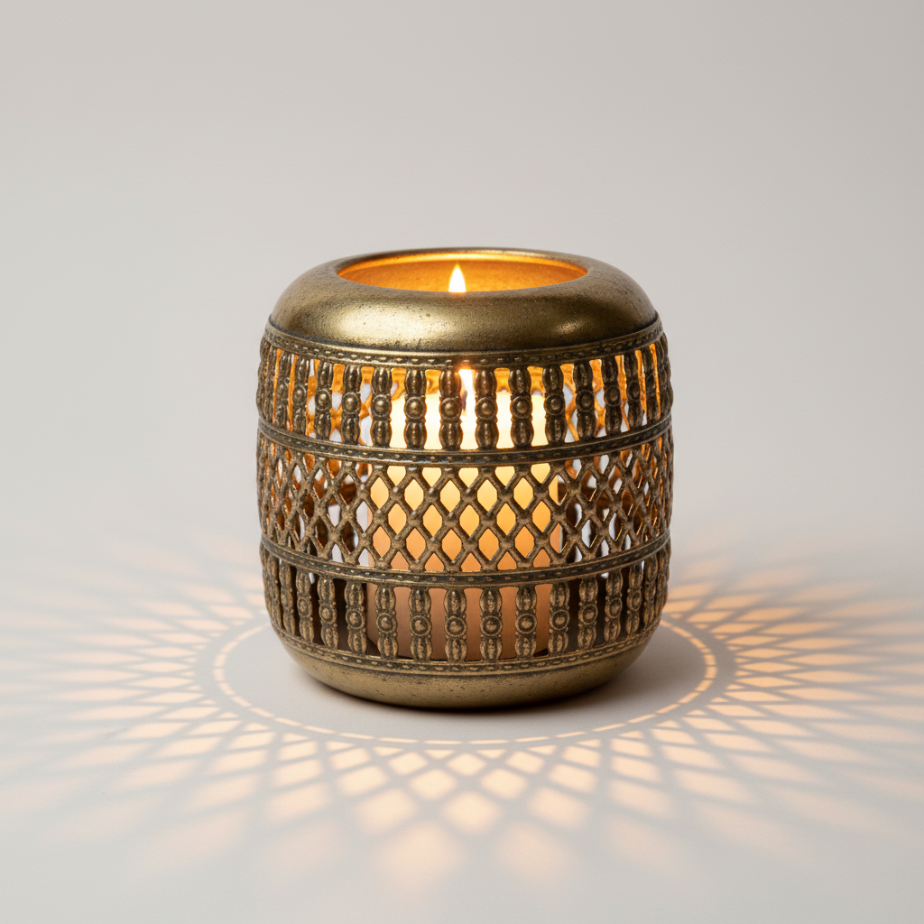 Antique Gold Woven Tealight Holder