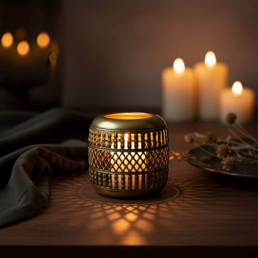 Antique Woven Candle Holder