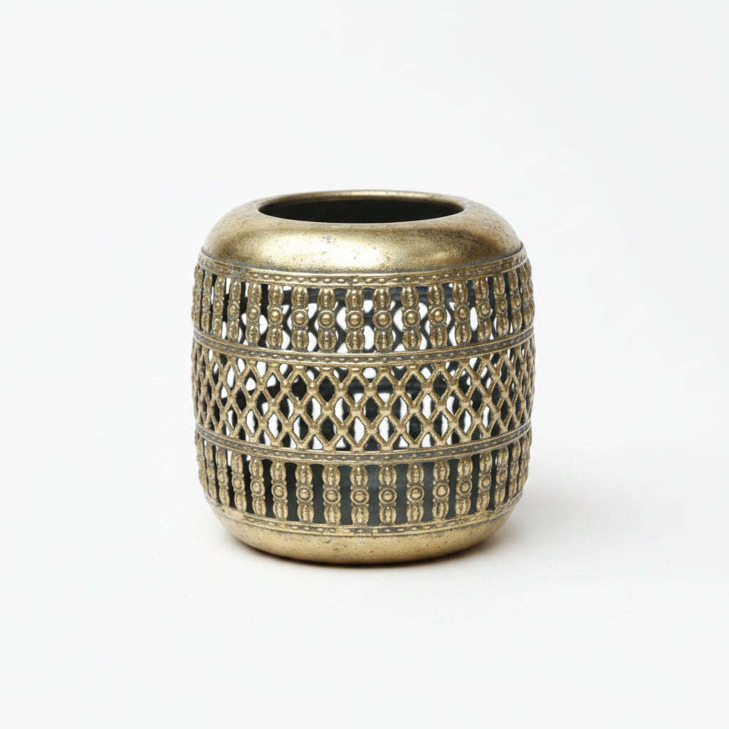 Antique Gold Woven Tealight Holder