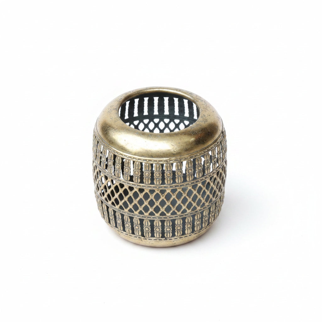 Antique Gold Woven Tealight Holder