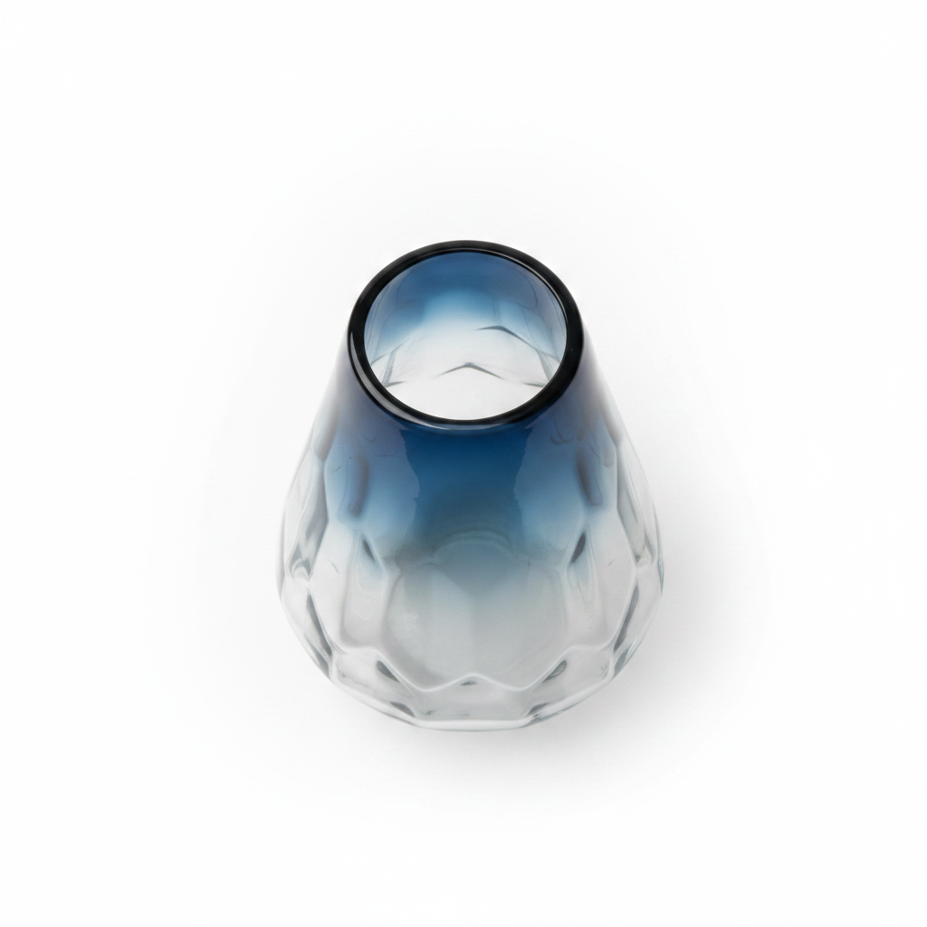 Blue Ombre Textured Glass Vase