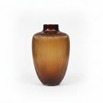 Load image into Gallery viewer, Amber Ribbed  Glass Vase
