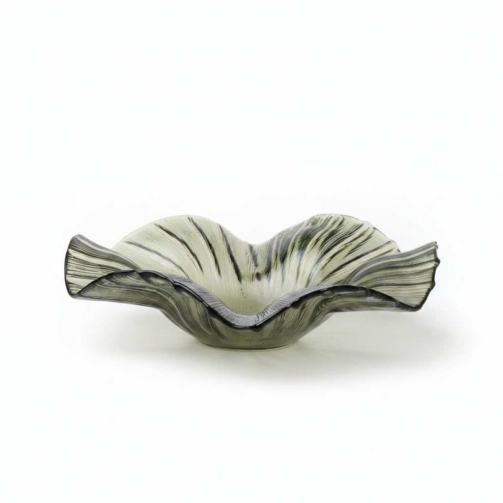 Grey Wavy Glass Decorative Bowl
