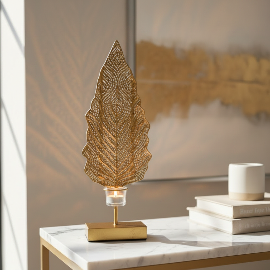 Antique Gold Leaf Candle Holder