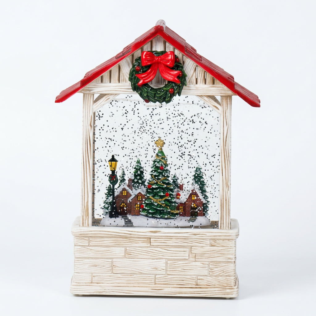 Christmas Cabin Snow Lantern
