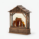 Load image into Gallery viewer, Walnut Nativity Snow Lantern
