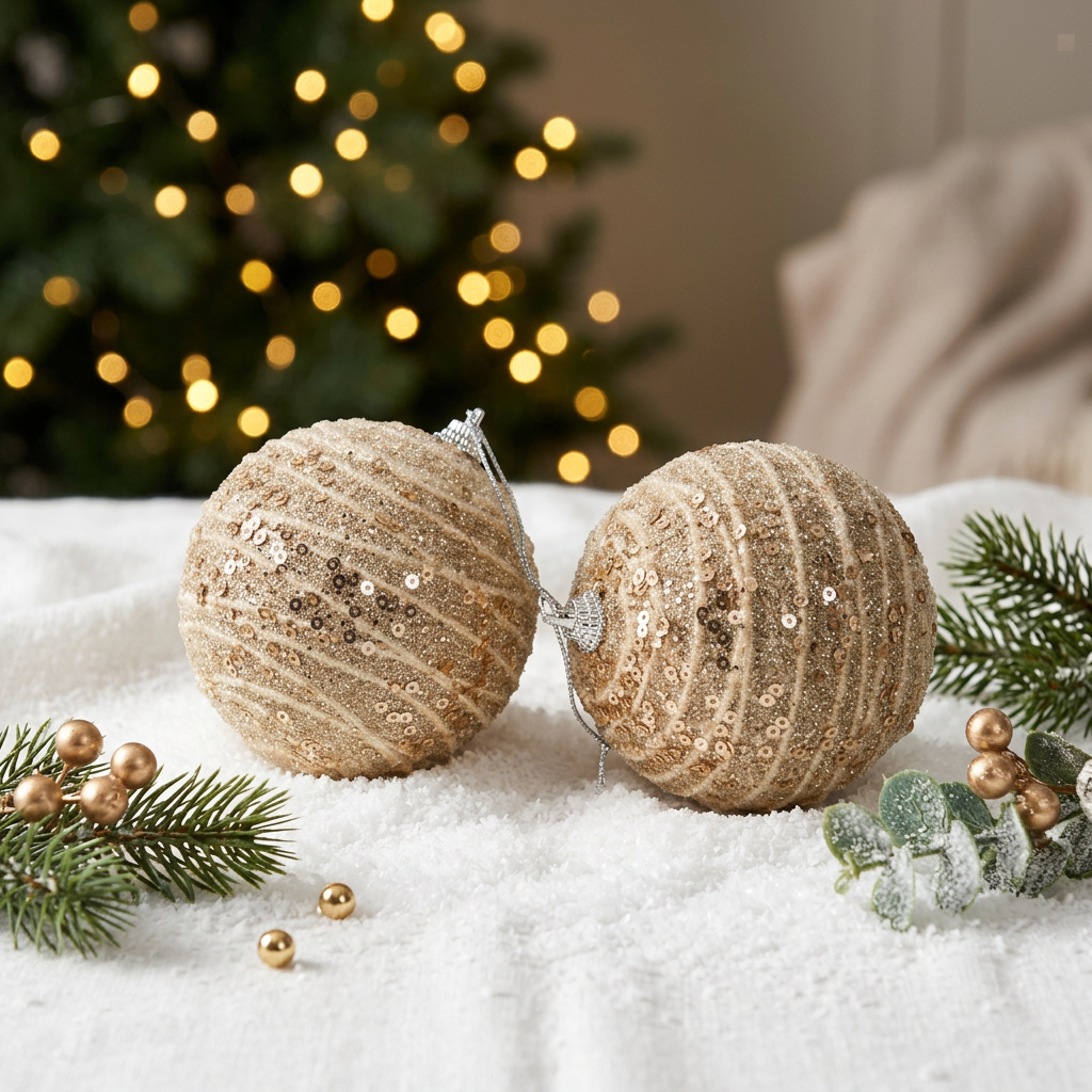 Champagne Spiral Sequin Baubles