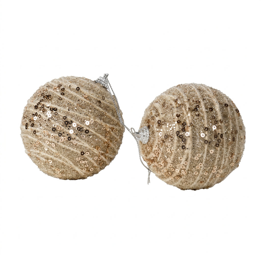 Champagne Spiral Sequin Baubles