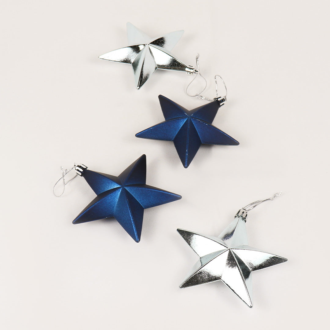 Star 9cm 4pc pack - pink , brown , blue & silver BA017