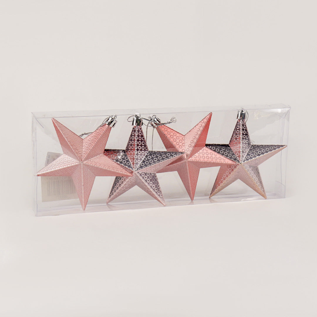 Star 9cm 4pc pack - pink , brown , blue & silver BA017