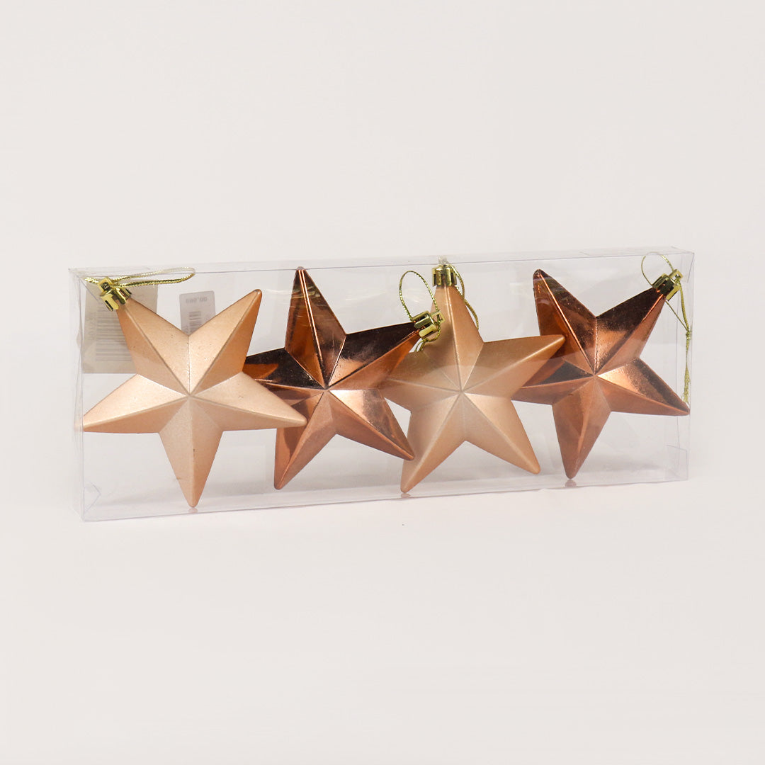 Star 9cm 4pc pack - pink , brown , blue & silver BA017